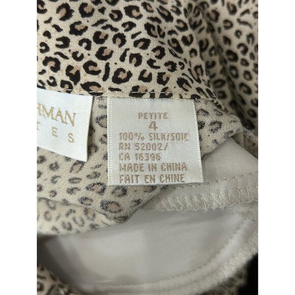 Dana Buchman Petites Leopard Print Silk Button Up Long Sleeve Blouse Size 4 - Picture 6 of 10